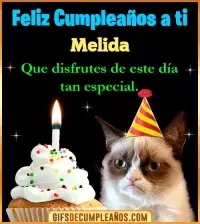 GIF Gato meme Feliz Cumpleaños Melida